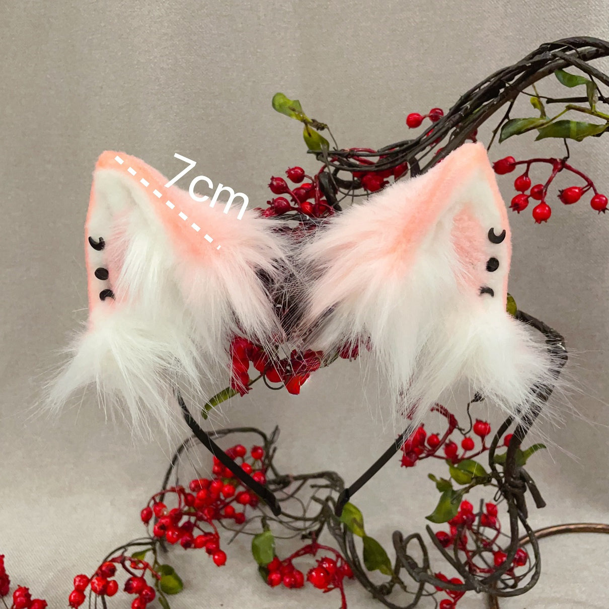 white and pink cat lps,Artificial Fur-Ears and Tail