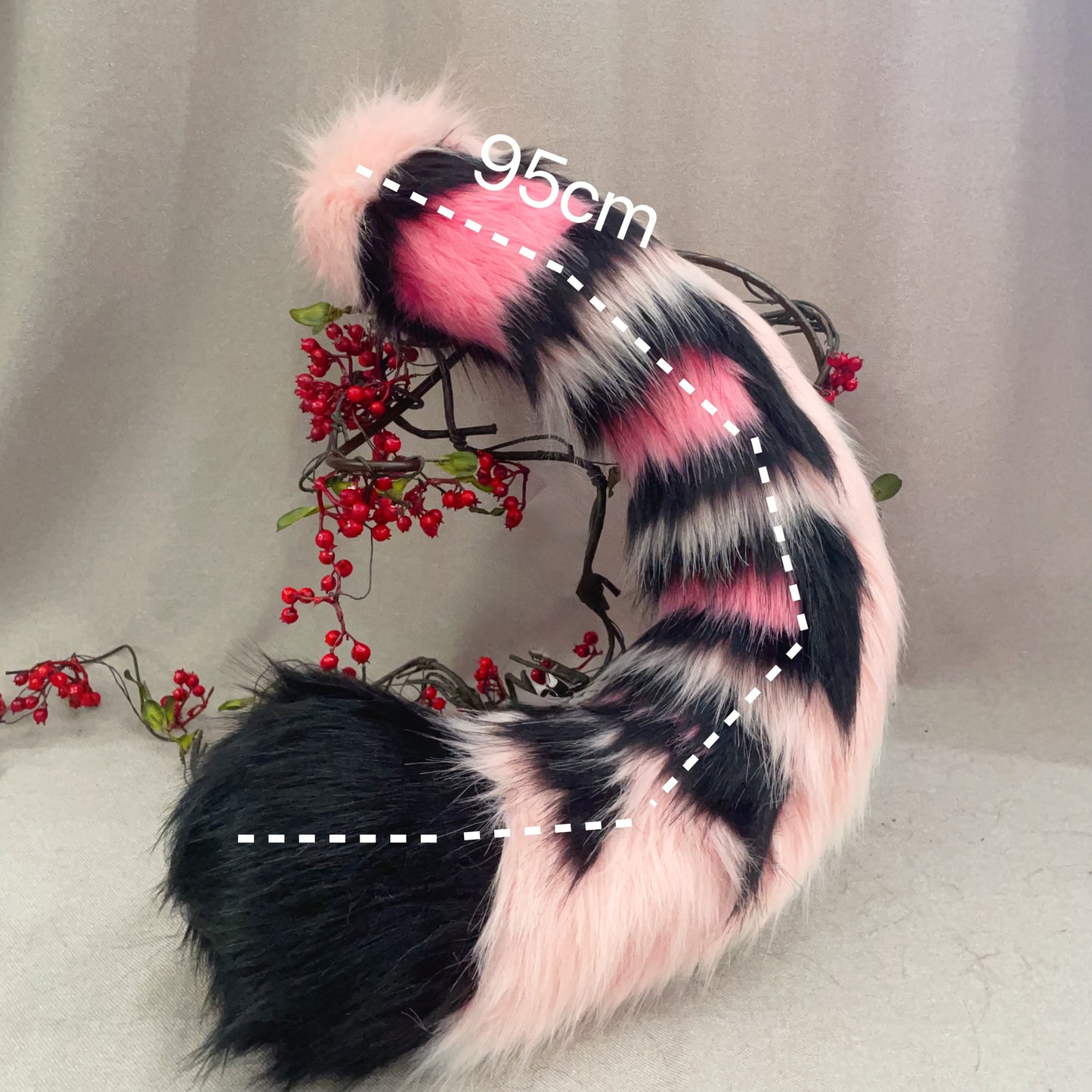 ears and tail,Artificial Fur-Pink Black Rouge Tiger