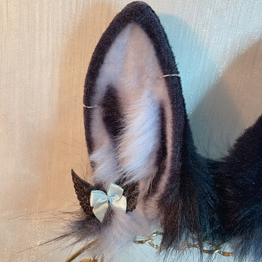 black bunny rabbit ears and tail,Artificial Fur- Ears and Tail