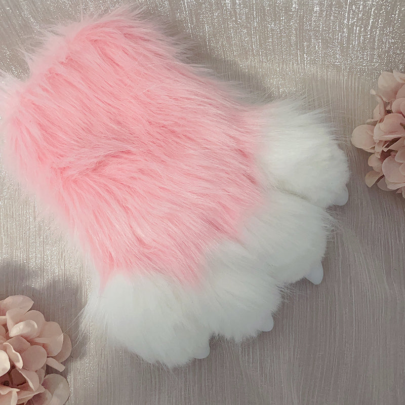 pink cat costume,Artificial Fur-ears, tail, paws, shoes