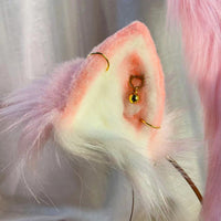 pink cat costume,Artificial Fur-ears, tail, paws, shoes