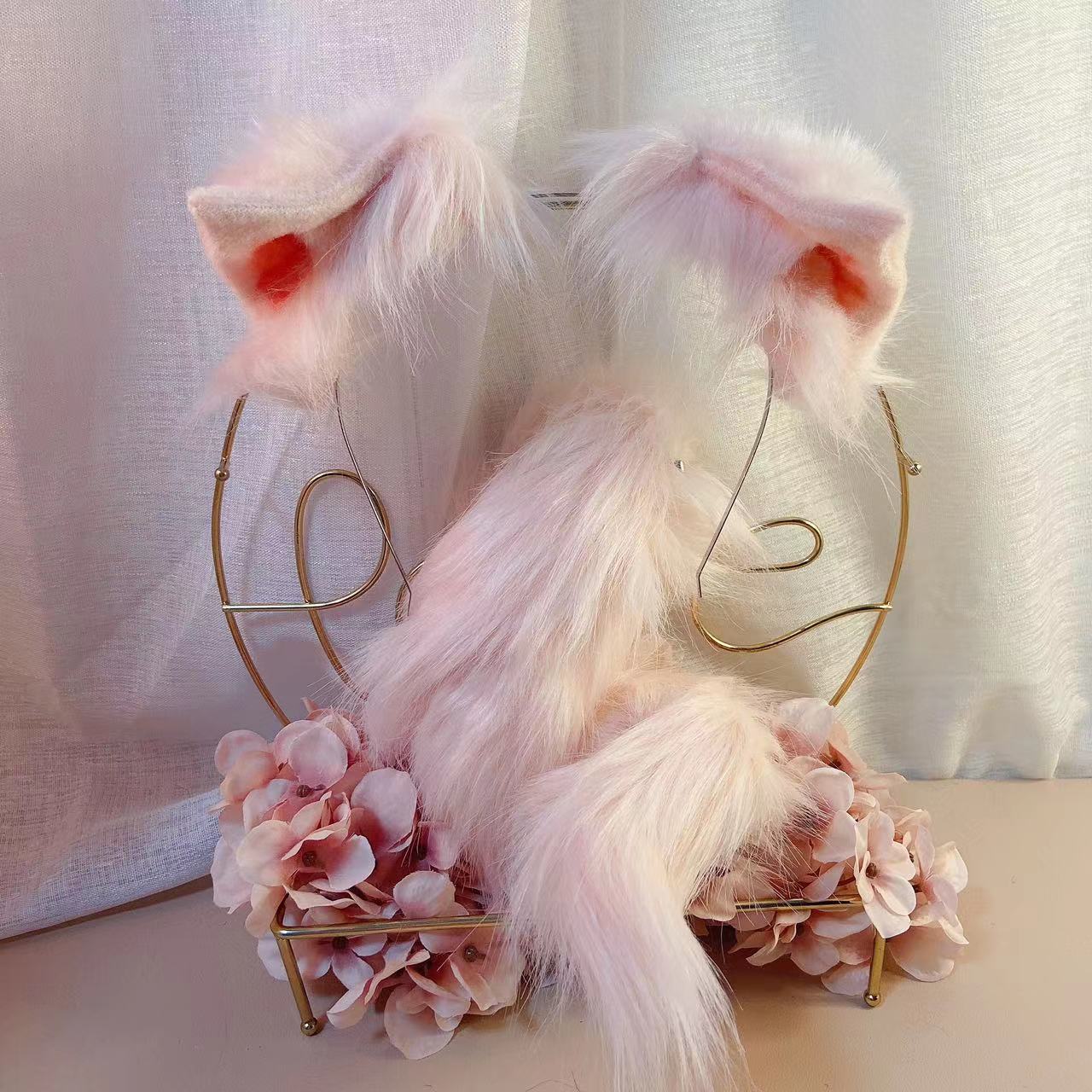 pink pig,Artificial Fur-Ears and Tail