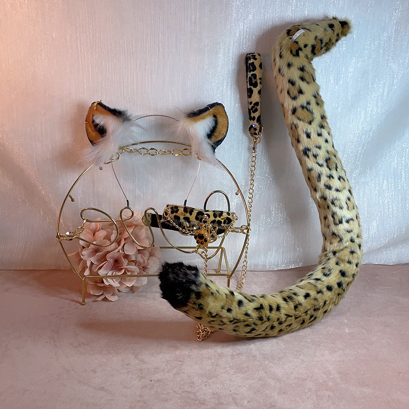 leopard costume,Artificial Fur-Ears and Tail