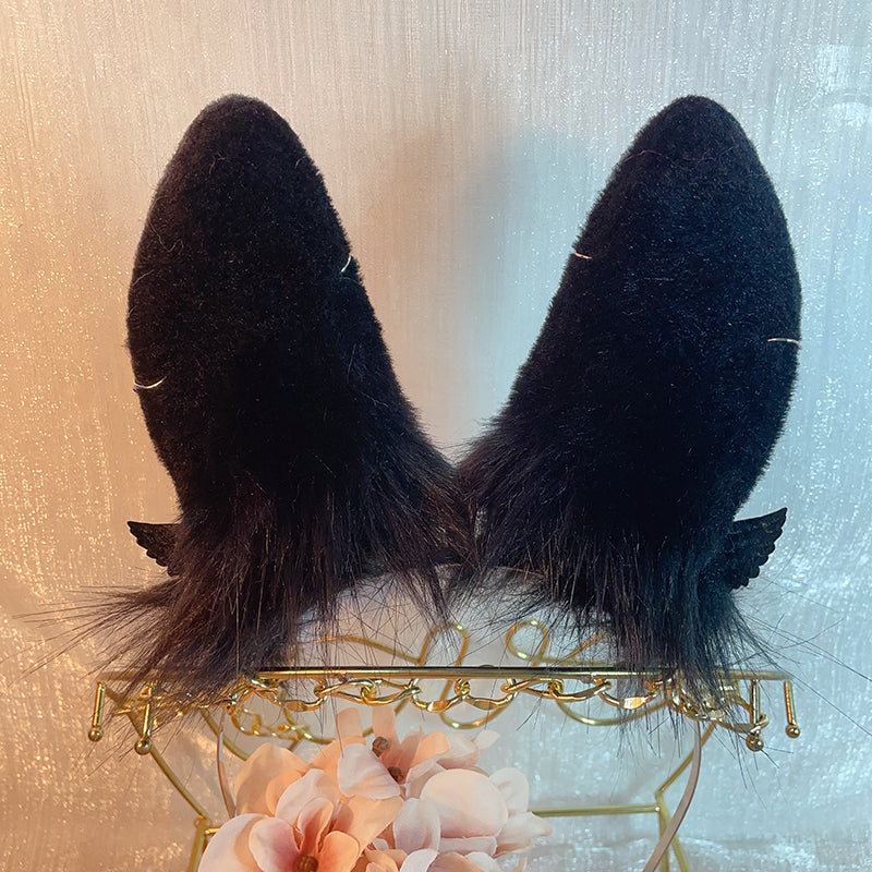 black bunny rabbit ears and tail,Artificial Fur- Ears and Tail