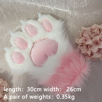 pink cat costume,Artificial Fur-ears, tail, paws, shoes