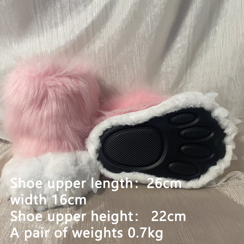 pink cat costume,Artificial Fur-ears, tail, paws, shoes