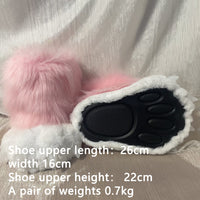 pink cat costume,Artificial Fur-ears, tail, paws, shoes