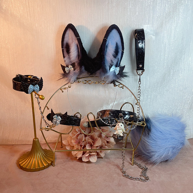 black bunny rabbit ears and tail,Artificial Fur- Ears and Tail