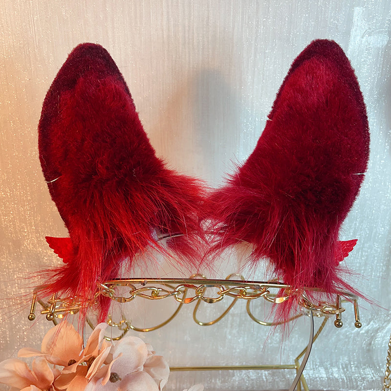 red rabbit ears，Artificial Fur-ears and tail