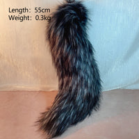 black and grey fox,Artificial Fur-Ears and Tail